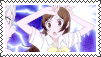  a stamp of a gif of tomoe throwing a book at nanamis face.